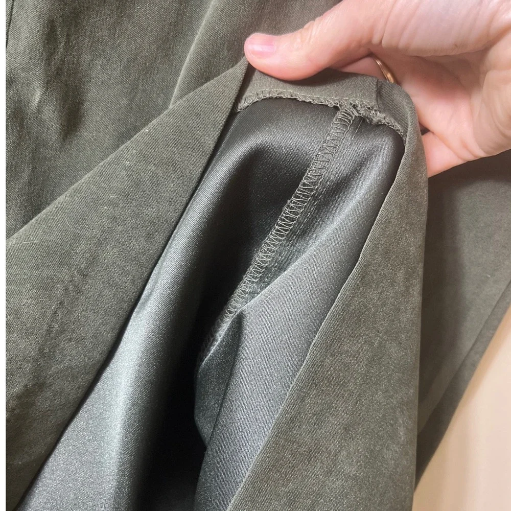 Fashion Bug Olive Green Faux Suede Maxi Skirt Size 14 XL Vintage Cottagecore